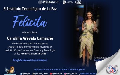 Carolina Arévalo Camacho estudiante del IT La Paz es galardonada en los Premios Juventud 2026